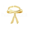 Rack Plated Brass Bowknot Open Cuff Ring for Women RJEW-Z039-16G-2