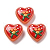 Handmade Lampwork Enamel Beads Heart with Orange LAMP-V001-06H-1