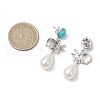 ABS Plastic Imitation Pearl & Alloy Dangle Stud Earrings EJEW-JE06300-01-3