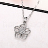 Sakura Brass Micro Pave Clear Cubic Zirconia Pendant Necklaces for Women FS-WG50C9C-01-3