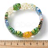 Handmade Millefiori Lampwork Beaded Stretch Bracelets for Men Women BJEW-G738-01A-01-5