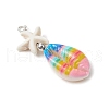 Starfish Synthetic Turquoise Beads & Printed Cowrie Shell Copper Wire Wrapped Pendants PALLOY-JF03953-02-4