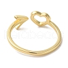 Heart & Arrow Rack Plating Brass Open Cuff Finger Rings for Women RJEW-L123-013G-3