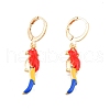 Colorful Enamel Parrot Dangle Leverback Earrings EJEW-N012-86-2