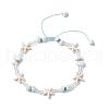 Starfish Synthetic Turquoise & Magnesite & Glass Seed Braided Beaded Adjustable Anklets AJEW-AN00651-2