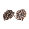 Holy Oval Carved Virgin Mary Tibetan Style Alloy Chandelier Component Links TIBEP-LF0961YKG-R-FF-2