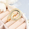 Brass Micro Pave Clear Cubic Zirconia Cuff Rings for Women Men RJEW-Z080-04G-2