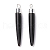 Natural Black Onyx Brass Pointed Pendants G-B025-02P-08-2