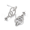 Rhodium Plated 925 Sterling Silver Micro Pave Cubic Zirconia Stud Earring Findings EJEW-B038-17P-2