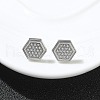 304 Stainless Steel Micro Pave Clear Cubic Zirconia Stud Earrings STAS-Z107-01P-01-1