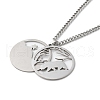 304 Stainless Steel Double Layer Pendant Necklaces NJEW-D047-05P-3