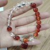 Round Natural Carnelian & Quartz Crystal Beaded Stretch Bracelets XW2849-5-1