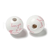 Printed Wood European Beads WOOD-G022-20H-2