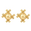 Woven Rhombus with Round Brass Stud Earrings EJEW-R025-02G-4