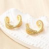 Brass Micro Pave Clear Cubic Zirconia Cuff Earrings EJEW-K309-13G-2