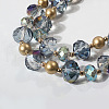 Rondelle Glass with Round ABS Plastic Beaded Double Layer Necklaces & Dangle Earrings Sets for Women FS-WGC43CE-01-4