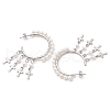 Cross Shell Pearl Dangle Stud Earrings EJEW-JE06185-02-4