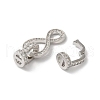 Rack Plating Brass Micro Pave Clear Cubic Zirconia Fold Over Clasps KK-A222-06P-2