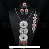 Flat Round Alloy with Resin Pendant Necklace & Stud Dangle Earring & Link Bracelet & Ring FS-WGB1F06-05-1