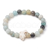 Synthetic Turquoise Dolphin Beads with Natural Flower Amazonite Beaded Stretch Bracelets BJEW-JB10213-01-1