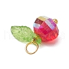 Transparent Electroplate Glass Beads with Transparent Acrylic Charms and Brass Ball Head pins Pendants PALLOY-JF03593-01-6