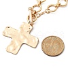 Alloy Textured Cross Pendant Ring Link Chain Necklaces for Women NJEW-B120-03-6