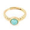 Round Natural Mixed Stone Adjustable Rings RJEW-Q817-03G-3