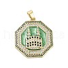 Rack Plating Brass Micro Pave Clear Cubic Zirconia Pendants KK-H474-22G-03-1