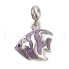 Rhodium Plated 925 Sterling Silver Enamel European Dangle Charms STER-P062-01B-03-1