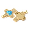 Rack Plating Brass Micro Pave Cubic Zirconia Pendants KK-P268-17C-G-2