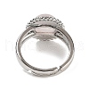 Natural Rose Quartz Round Adjustable Rings RJEW-K271-02P-02-3