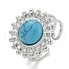 304 Stainless Steel Synthetic Turquoise Cuff Rings G-Z056-08P-02-1