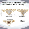 Beebeecraft 4Pcs Brass Micro Pave Clear Cubic Zirconia Brooch Findings FIND-BBC0002-79-2