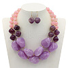 ABS Plastic Beaded Double Layer Necklaces & Dangle Earrings Sets for Women WGBA665-01-2