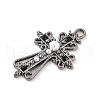 Cross Theme Brass Micro Pave Clear Cubic Zirconia Pendants ZIRC-I067-04B-02-2