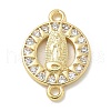 Rack Plating Brass Micro Pave Clear Cubic Zirconia Religion Virgin Mary Connector Charms KK-L224-094G-01-1