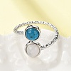 Natural Apatite & Rose Quartz Finger Rings RJEW-A068-03P-03-2