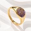 Round Natural Amethyst Chips Finger Rings RJEW-D303-03G-03-4
