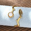 Leaf & Flat Round 304 Stainless Steel White Shell Cuff Rings for Women RJEW-G346-01G-02-3