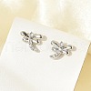 Brass Micro Pave Clear Cubic Zirconia Stud Earrings EJEW-R016-26P-10-2