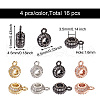 Yilisi 16Pcs 4 Colors Brass Micro Pave Clear Cubic Zirconia Charms FIND-YS0001-03-11