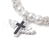 Brass and Glass Pearl Beads Stretch Bracelets for Women BJEW-JB11381-02-3