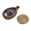 Nylon Cord Wrapped Natural Amethyst Pendants PALLOY-JF02956-2