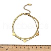 304 Stainless Steel Double Layer Heart Link Chain Anklets for Women AJEW-Q012-01G-3