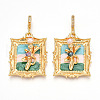 Brass Random Color Glass Pendants KK-Q030-05B-G-2