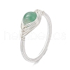Horse Eye Natural Green Aventurine & Tiger Eye & Amethyst & Rose Quartz & Synthetic Turquoise Finger Rings RJEW-JR00842-02-4