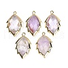 Natural Amethyst Faceted Leaf Pendants G-I375-04G-20-1