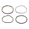 Natural Gemstone Cube Beaded Stretch Bracelet for Women BJEW-JB08976-1