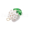 Glass Seed Beaded Flower Bud Pendants PALLOY-MZ00760-04-4