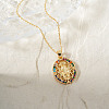 Elegant Vintage Brass Shiny Colorful Cubic Zirconia Hollow Virgin Mary Pendant Necklaces for Women RI7141-2-2